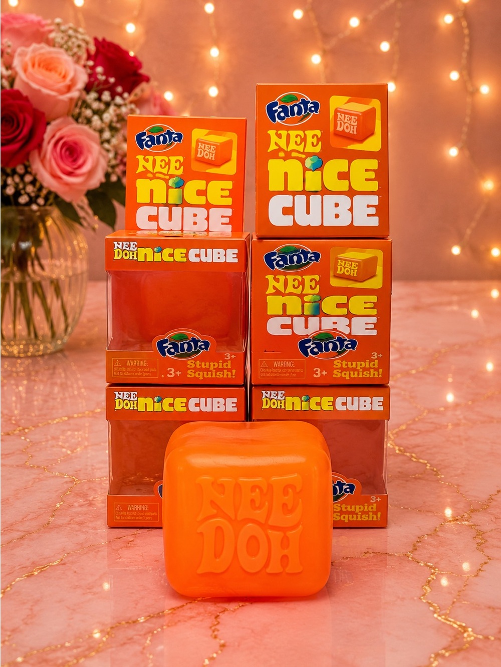 Fanta Nee Doh Nice Cube Squishy - Bright Orange